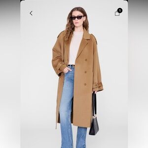 New Anine Bing Rickie Wool/Cashmere Trench Maxi coat 2025